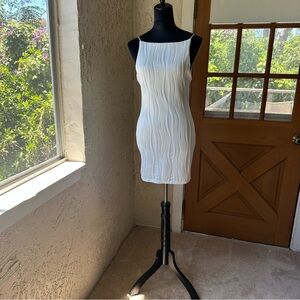 🦋 AtxyxtA High Neck Low Back Sleeveless Elegant White Fitted Mini Dress 🤍